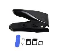 Cortador de tarjeta SIM multifunción 2 en 1 para Nano SIM, SIM estándar a micro / para nano corte, cortador de aleación de acero con pin de expulsión y 3 adaptadores, color negro