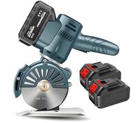 Cortador de tela eléctrico inalámbrico, cuchillo circular de 21 V con afilado automático, para alfombras de cuero, textiles, máximo 45 mm de grosor, 2 baterías incluidas