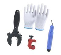 Cortador de trinquetes para un corte eficiente de tuberías en HVAC, incluye herramienta de desbarbado (5/16 pulgadas a 1-1/8 pulgadas), guantes, trinquetes, juego de cortadores de tubos