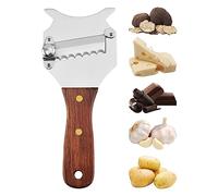 Cortador de trufa, cortador de trufa de acero inoxidable con boca ondulada, mango de madera, lavable a máquina, pequeños cortadores ajustables para hongos, queso, verduras, ajo Zorq