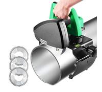 Cortador de tubos eléctrico, acero inoxidable resistente, máquina de corte rápido de tuberías con 3 hojas de sierra, 5 velocidades ajustables para fontanería y proyectos