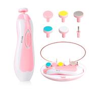 Cortador de uñas eléctrico 12 en 1 para bebé, kit de lima de uñas seguro para bebé con cortaúñas, tijeras, pinzas y limas de uñas (rosa)