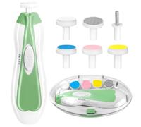 Cortador de uñas eléctrico 12 en 1 para bebé, kit de lima de uñas seguro para bebé con cortaúñas, tijeras, pinzas y limas de uñas (verde)