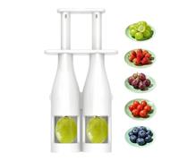 Cortador de uvas Utensilio rebanador de frutas con prensa de doble barril | Cortador de frutas apto para lavavajillas para hogar, cocina, restaurante, meal prep, bayas, aceitunas, ensalada y