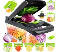 Cortador de Verdura 16 en 1, Mandolina de Cocina Profesional, Picador de Verduras Manual, Cortador de Patatas Acero Inoxidable con Separador de Huevos, Ralladores de Cocina para Cebolla,Tomates, Ajo