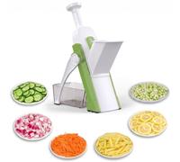 Cortador de Verdura Multifuncional con Cuchillas de Acero Inoxidable | Mandolina de Cocina Manual, Espirilizador, Para Chef y Hogar