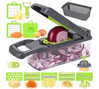 Cortador de verduras 16 en 1, mandolina de cocina profesional, cortador de cocina multifuncional con 7 cuchillas ajustables, adecuado para cortar verduras, patatas y cebollas en la cocina