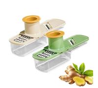 Cortador de verduras, 2 piezas rallador de cocina con recipiente, cortador de patatas con protección de mano | para ajo, limón, zanahoria y preparación de comidas en la cocina