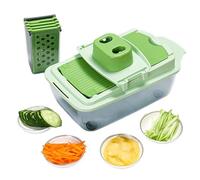 Cortador de verduras - 5 en 1 de acero inoxidable manual portátil - cortador de frutas de cocina picadora de verduras, para el hogar, comercio, restaurante, camping, picnic, cocina, rábano, tomate