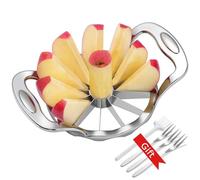cortador de verduras, Cortador y rebanador de manzanas grande acero inoxidable 12 rebanadas for cortar dividir frutas con 3 tenedores fruta un cepillo limpieza