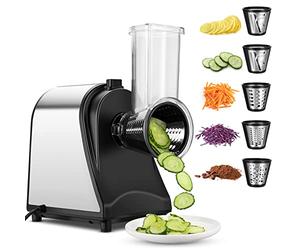 Cortador de verduras eléctrico de acero inoxidable 250 W para verduras de cocina con 5 tambores de corte