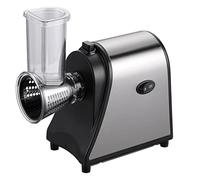 Cortador de Verduras Eléctrico de acero Inoxidable, Rallador de queso, 250 W, Rallador de cocina, Picadora de Verduras con 5 Tambores de corte para Patatas, zZanahorias, cebollas, plateado y negro