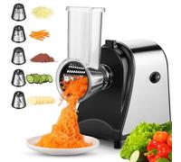 Cortador de verduras eléctrico de acero inoxidable, rallador de queso eléctrico de 250 W, robot multifunción con 5 cuchillas para patatas, zanahorias y cebollas