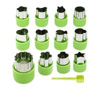 Cortador de verduras - Juego de 12 moldes de verduras | Mini juego de cortadores, ideal para zanahorias, fondant, cocción al horno, cocina, escuela, y vacaciones