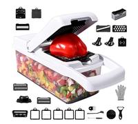 Cortador de verduras, picadora de verduras con recipiente | Picadora de verduras ergonómica de cocina,Herramienta de cortadora de verduras 26X con contenedor, amoladora portátil para ajo