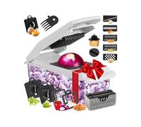 Cortador de verduras - Tabla de cortar multifunción con recipiente para verduras, frutas y queso - Rallador manual y utensilios de cocina para patatas, zanahorias, ajo y alimentos