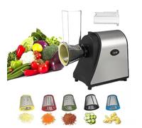 Cortador de verduras y rallador eléctrico de queso, 1000 W con control de un solo toque y 5 cuchillas de acero inoxidable, accesorios desmontables para una fácil limpieza