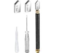 Cortador de Vidrio Profesional 2-20 mm, Corta Cristales Manual con Punta de Carburo, Corta Vidrio con Alimentación Automática de Aceite, Diamante para Cortar Cristal, Set 5 Piezas compatible con Vidri