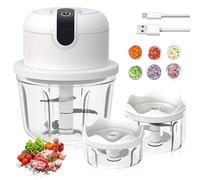 Cortador eléctrico de cebolla, picadora de cebolla, USB, recargable, con 3 vasos mezcladores de 100/250/350 ml, picadora de ajos, cortador de alimentos para carne, frutas y cebollas