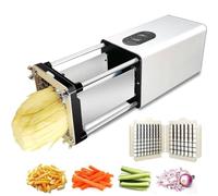 Cortador Eléctrico De Papas Fritas, Cortador De Papas, Cortador De Papas Fritas Con Cuchilla De Acero Inoxidable De 1/2 Y 3/8 De Pulgada, Máquina Cortadora Eléctrica De Papas Fritas(Silver)