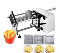 Cortador eléctrico de patatas fritas, máquina comercial de acero inoxidable con 3 cuchillas, interruptor de un botón, alta potencia de 200-300 kg/h, cortador de frutas y verduras