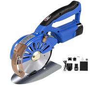 Cortador eléctrico de tela - Máquina de corte giratoria inalámbrica, 5 velocidades, incluye 2 baterías, para tela multicapa y cuero, hoja de 110 mm