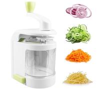 Cortador en espiral de verduras, manivela 4 en 1, cortador de calabacín con base antideslizante, cortador de fideos de verduras con recipiente, cortador de calabacín para zanahoria, pepino, patata,