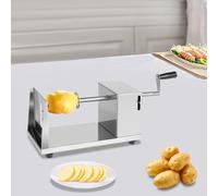 Cortador en espiral manual de patatas - Cortador en espiral de acero inoxidable para torre de patatas, ideal para aperitivos y hogar, sin electricidad y fácil de usar, incluye 4 cuchillas (plata)