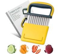 Cortador frito amarillo, cortador de ondas, cortadores ondulados, corte de verduras con tapa para un fácil almacenamiento y limpieza