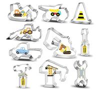 Cortador galletas construcción, Juego cortadores galletas, Tractor Excavadora Camión volquete Bulldozer Martillo Llave Herramientas galletas Molde para hornear para niños Fiesta de camiones