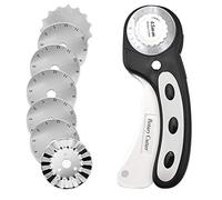 Cortador giratorio de 45 mm con 7 cuchillas de repuesto, cortador rodante de mango ergonómico con bloqueo de seguridad para tela, cuero, papel, manualidades, costura, acolchado, negro