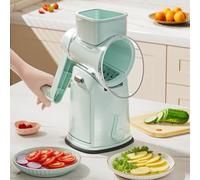 Cortador manual de alimentos con 5 opciones de juego de cuchillas y tubo de alimentación grande para un procesamiento eficiente de verduras en cocinas domésticas (A-verde)