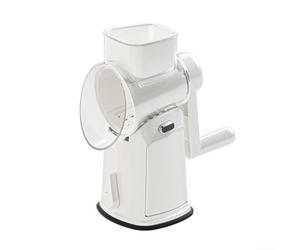 Cortador manual de alimentos con 5 opciones de juego de cuchillas y tubo de alimentación grande para un procesamiento eficiente de verduras en cocinas domésticas (B-blanco)