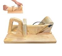 Cortador manual de salchichas de madera con hoja de acero inoxidable, grosor ajustable para cortar carne y jamón, perfecto para asar queso y uso doméstico