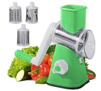 Cortador multifunción: cortador de verduras y patatas fritas, cortador de verduras, 3 piezas de acero inoxidable intercambiables, rallador de tambor con manivela para verduras, máquina manual para