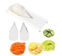 Cortador para Rebanar Rallador en Forma de V con Protector de Mano Cortador de Mandolina Multifuncional Rallador de Hoja de Acero Inoxidable Adecuado para Frutas y Verduras