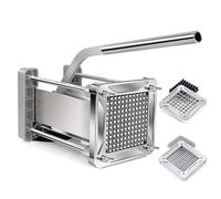 Cortador Patatas Fritas Manual, Sopito Cortador De Patatas Profesional Corta Patata Acero Inoxidable con Cuchillas De 12mm y 6mm