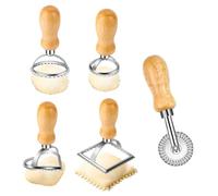 Cortador Raviolis Rueda, 5 Cortadores de Ravioli, Rueda Cortadora de Pasta con Mango de Madera, Cortador de Ravioli Cuadrado/Redondo/Corazón