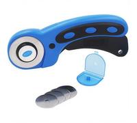 Cortador rotatorio, cortador tela CESFONJER con cuchilla incluida y 4 cuchillas repuesto 45 mm, cortador rodillo, cortador cartón, cortador artesanal azul negro para tela acolchado, manualidades