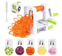 Cortador Verduras Espiral Espiralizador Vegetal con 5 Cuchillas y Cepillo de Limpieza para Cortar Verduras en Espiral, Juliana, Espaguetis, Tallarines, Cintas
