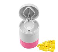 Cortador y triturador de pastillas portátil de viaje - Caja de pastillas compacta con cortador preciso para pastillas pequeñas y grandes (Red)
