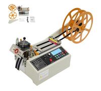 Cortadora automática de cintas, cortador de cinta caliente y fría, ancho de corte 1-98 mm, longitud de corte 1-99999 mm, 110 unidades/min, temperatura ajustable y pantalla LCD para tela, tela, piel
