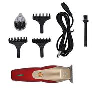 Cortadora de cabello eléctrica recargable USB Luz indicadora LED Cortadora de cabello en el hogar Máquina de corte precisa Herramienta de peluquería con peine de 3 límites para hombre/niños(oro rojo)