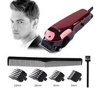 Cortadora de cabello profesional para hombres Cortadora de cabello clásica Cortadora de peluquería de cordón 1.9M con 4 peines guía para hombres y uso familiar (borgoña)