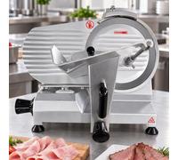 Cortadora de Carne Comercial Semiautomática, Cortadora de Fiambre 25cm/10in | Cortadora de fiambres y carnes, cuchilla de acero al carbono, grosor ajustable 0-12/15 mm, para uso doméstico