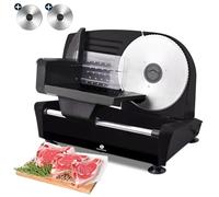 Cortadora de carne profesional Fleau Kitchen - Incluye 2 cuchillas de corte de acero inoxidable - Grosor ajustable - Multifunción - Potente motor - Cortador multiusos - Corte fino