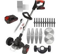 Cortadora de césped inalámbrica 3 en 1, cortadora de césped eléctrica y desmalezadora de malezas, motor sin escobillas de 1800 W, altura ajustable, herramienta ligera para el cuidado del patio y el
