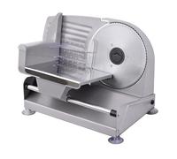 Cortadora de fiambre eléctrica doméstica de acero inoxidable de primera calidad. Grosor de corte ajustable de 0 a 15 mm. Cuchilla dentada de 190 mm de diámetro para pan, carne, verduras, jamón y que