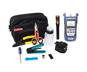 Cortadora de fibra 15pcs fibra óptica Fth Kit de herramientas DY-60C Medidor de potencia óptico de esclavitud de fibra 10km Vfl Tijeras Kevlar