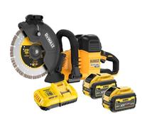 Cortadora de hormigón sin escobillas XR FLEXVOLT 54V Ø230mm con 2 baterías 54V/18V Li-Ion 9Ah